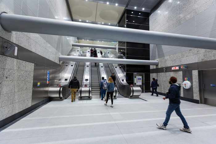 ASSA ABLOY Door Group Crossrail interior image of London Underground escalators